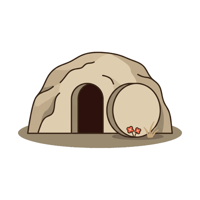 Rock tomb with its stone rolled aside