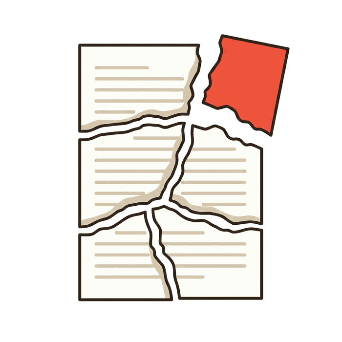 Torn page with a coral missing piece